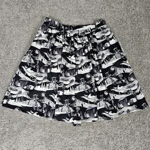 Disney The Nightmare Before Christmas Pleated Skirt Womens Medium Black AOP